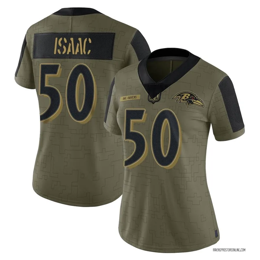 Adisa Isaac Baltimore Ravens Women's Limited 2021 Salute To Service Nike Jersey - Olive