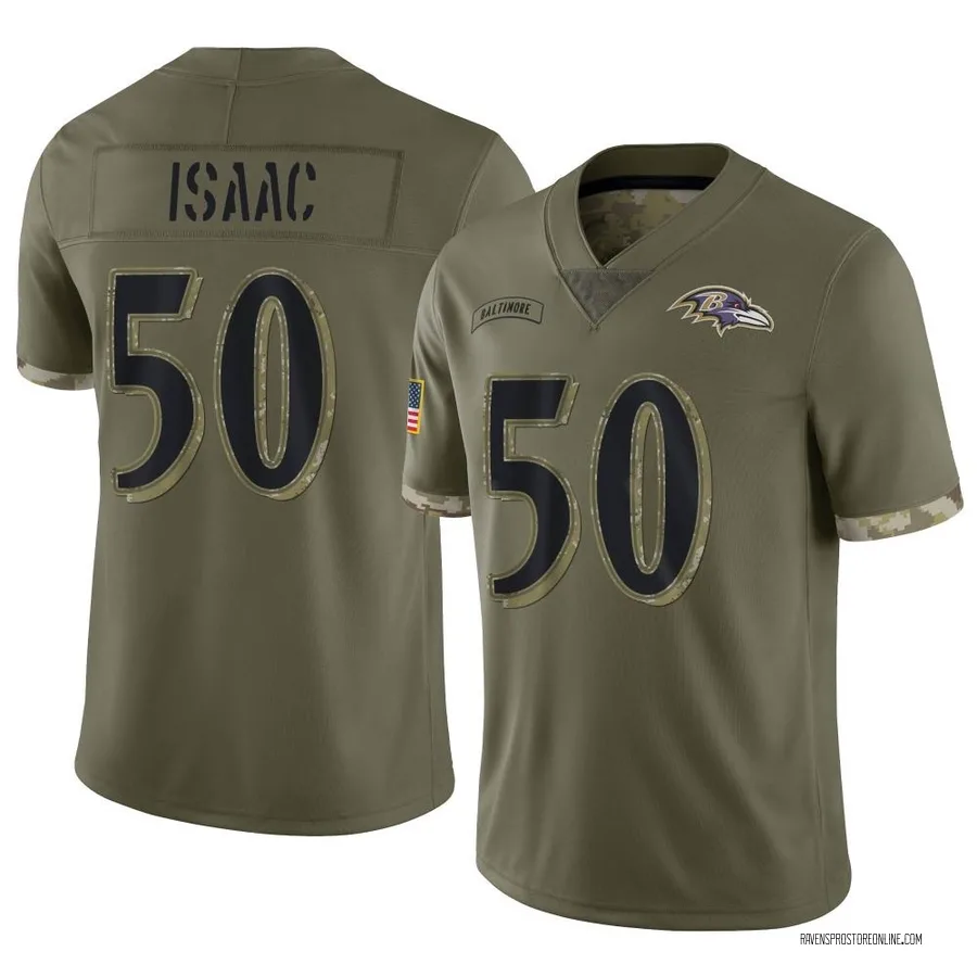Adisa Isaac Baltimore Ravens Youth Limited 2022 Salute To Service Nike Jersey - Olive