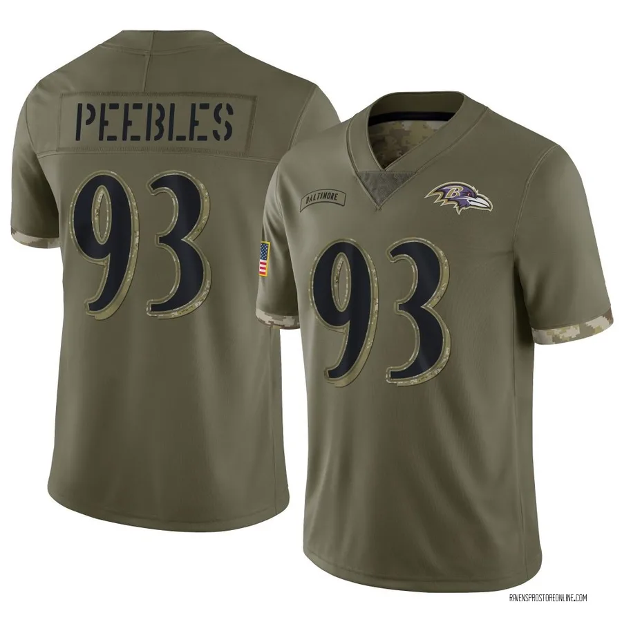 Aeneas Peebles Baltimore Ravens Men's Limited 2022 Salute To Service Nike Jersey - Olive
