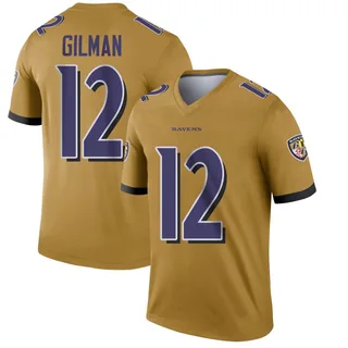 Alohi Gilman Baltimore Ravens Men's Legend Inverted Nike Jersey - Gold