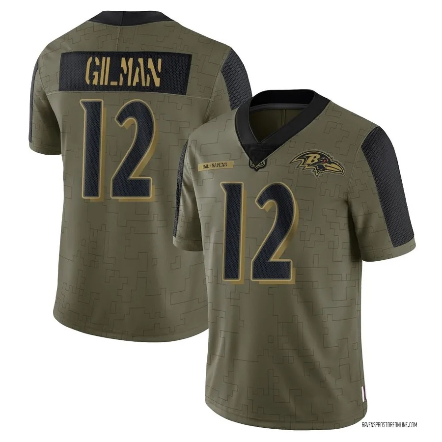Alohi Gilman Baltimore Ravens Men's Limited 2021 Salute To Service Nike Jersey - Olive