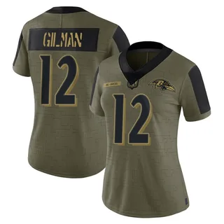 Alohi Gilman Baltimore Ravens Women's Limited 2021 Salute To Service Nike Jersey - Olive