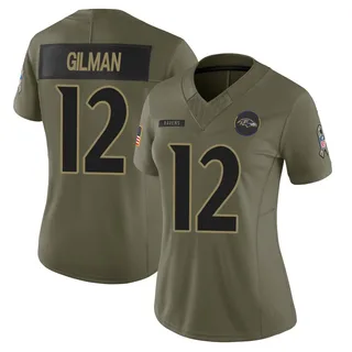 Alohi Gilman Baltimore Ravens Women's Limited 2025 Salute to Service Nike Jersey - Olive