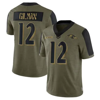 Alohi Gilman Baltimore Ravens Youth Limited 2021 Salute To Service Nike Jersey - Olive