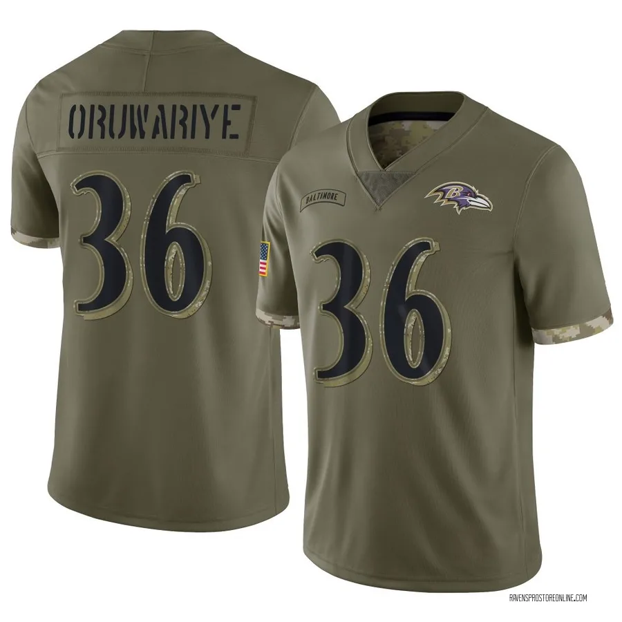 Amani Oruwariye Baltimore Ravens Youth Limited 2022 Salute To Service Nike Jersey - Olive