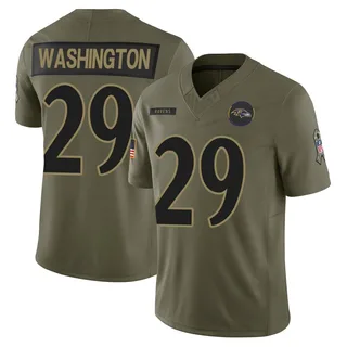 Ar'Darius Washington Baltimore Ravens Men's Limited 2025 Salute to Service Nike Jersey - Olive
