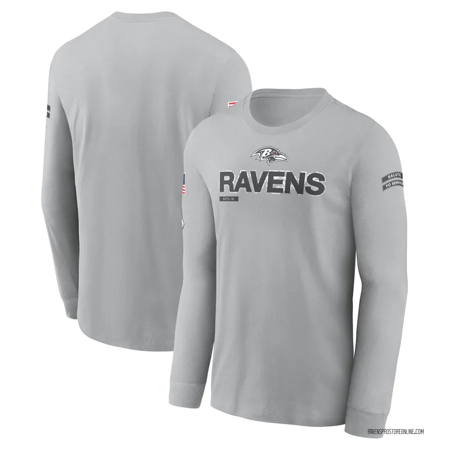 Baltimore Ravens 2024 Salute To Service Long Sleeve T-Shirt Gray