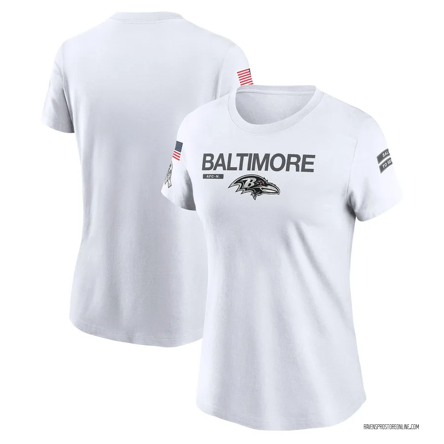 Baltimore Ravens Women's 2024 Salute To Service Legend Performance T-Shirt White