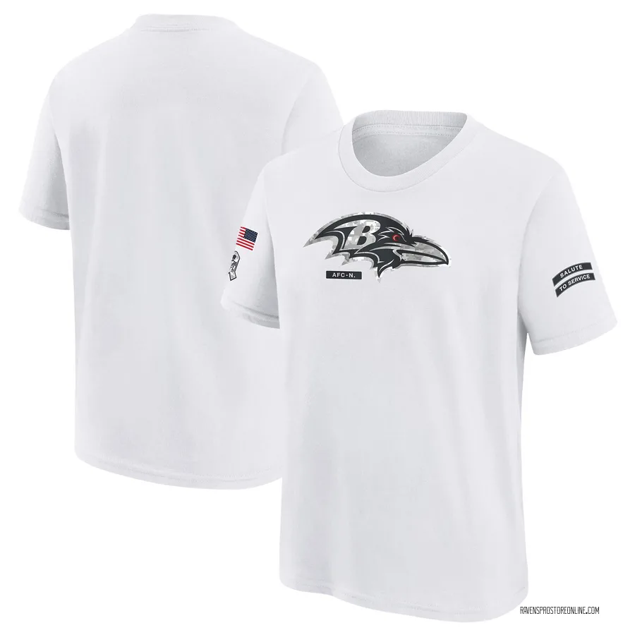 Baltimore Ravens Youth 2024 Salute To Service T-Shirt White