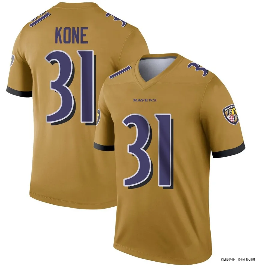 Bilhal Kone Baltimore Ravens Men's Legend Inverted Nike Jersey - Gold