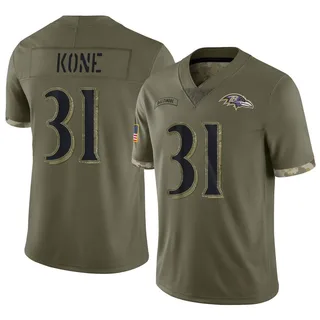 Bilhal Kone Baltimore Ravens Men's Limited 2022 Salute To Service Nike Jersey - Olive