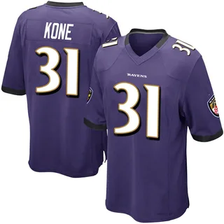 Bilhal Kone Baltimore Ravens Youth Game Team Color Nike Jersey - Purple