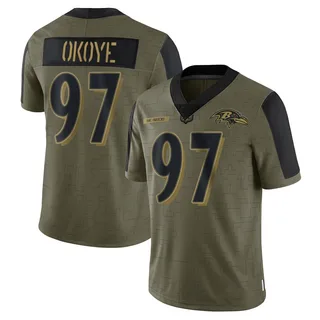 CJ Okoye Baltimore Ravens Men's Limited 2021 Salute To Service Nike Jersey - Olive