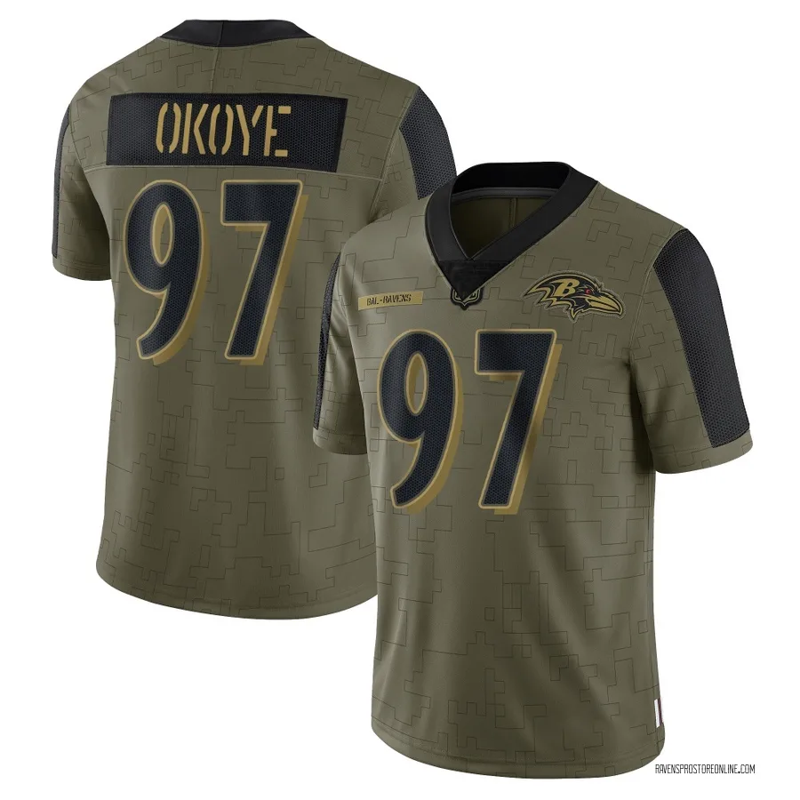 CJ Okoye Baltimore Ravens Men's Limited 2021 Salute To Service Nike Jersey - Olive