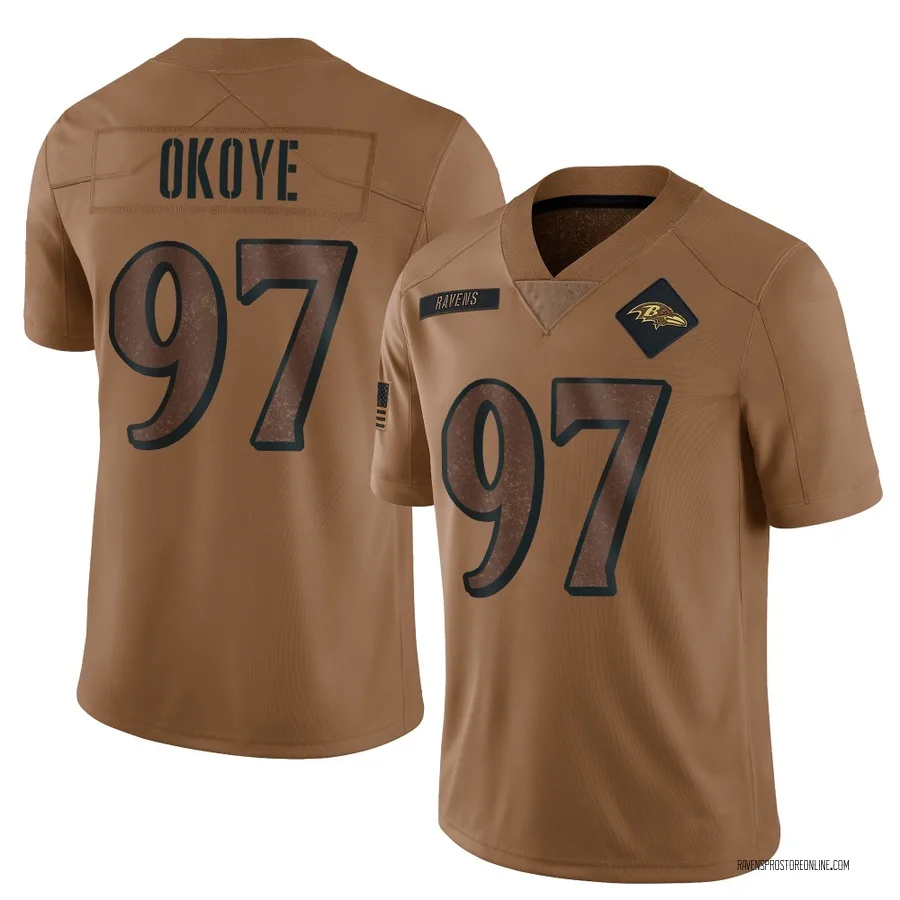 CJ Okoye Baltimore Ravens Men's Limited 2023 Salute To Service Nike Jersey - Brown