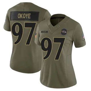 CJ Okoye Baltimore Ravens Women's Limited 2025 Salute to Service Nike Jersey - Olive