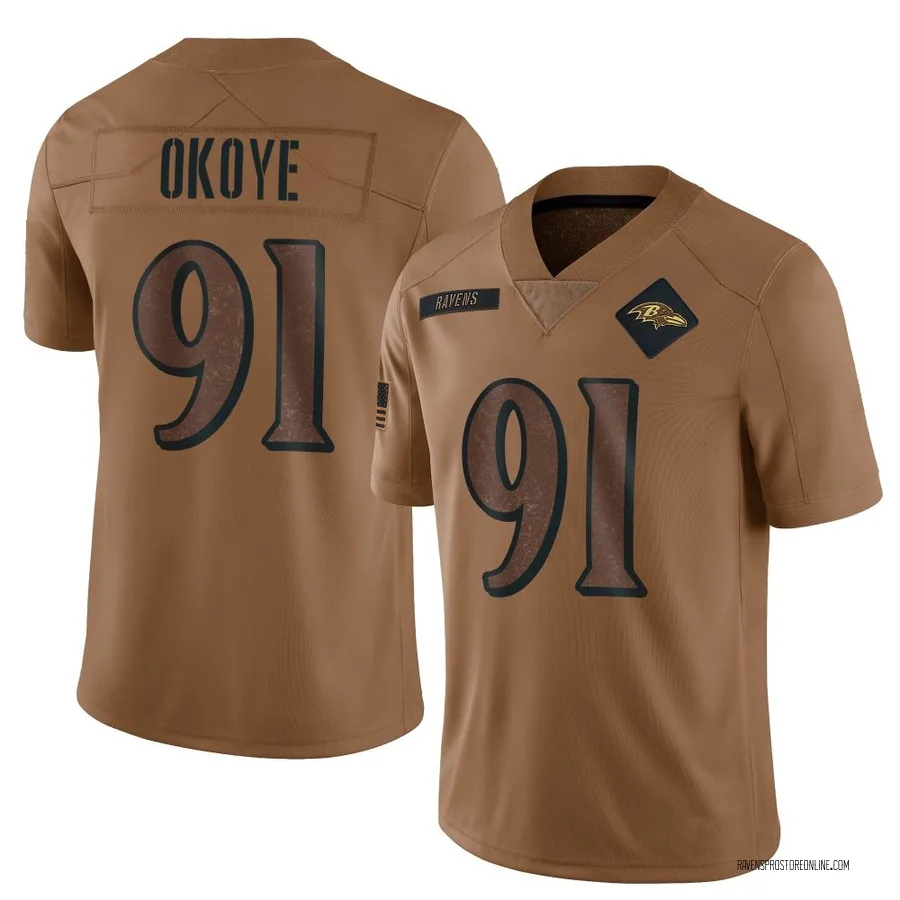 CJ Okoye Baltimore Ravens Youth Limited 2023 Salute To Service Nike Jersey - Brown
