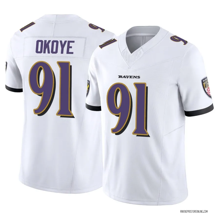 CJ Okoye Baltimore Ravens Youth Limited Vapor F.U.S.E. Nike Jersey - White