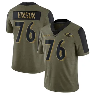 Carson Vinson Baltimore Ravens Men's Limited 2021 Salute To Service Nike Jersey - Olive