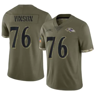Carson Vinson Baltimore Ravens Men's Limited 2022 Salute To Service Nike Jersey - Olive