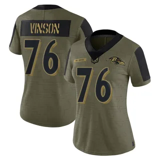 Carson Vinson Baltimore Ravens Women's Limited 2021 Salute To Service Nike Jersey - Olive