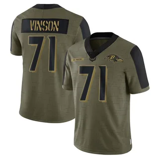 Carson Vinson Baltimore Ravens Youth Limited 2021 Salute To Service Nike Jersey - Olive