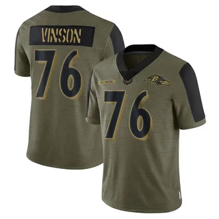 Carson Vinson Baltimore Ravens Youth Limited 2021 Salute To Service Nike Jersey - Olive