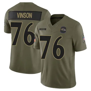 Carson Vinson Baltimore Ravens Youth Limited 2025 Salute to Service Nike Jersey - Olive