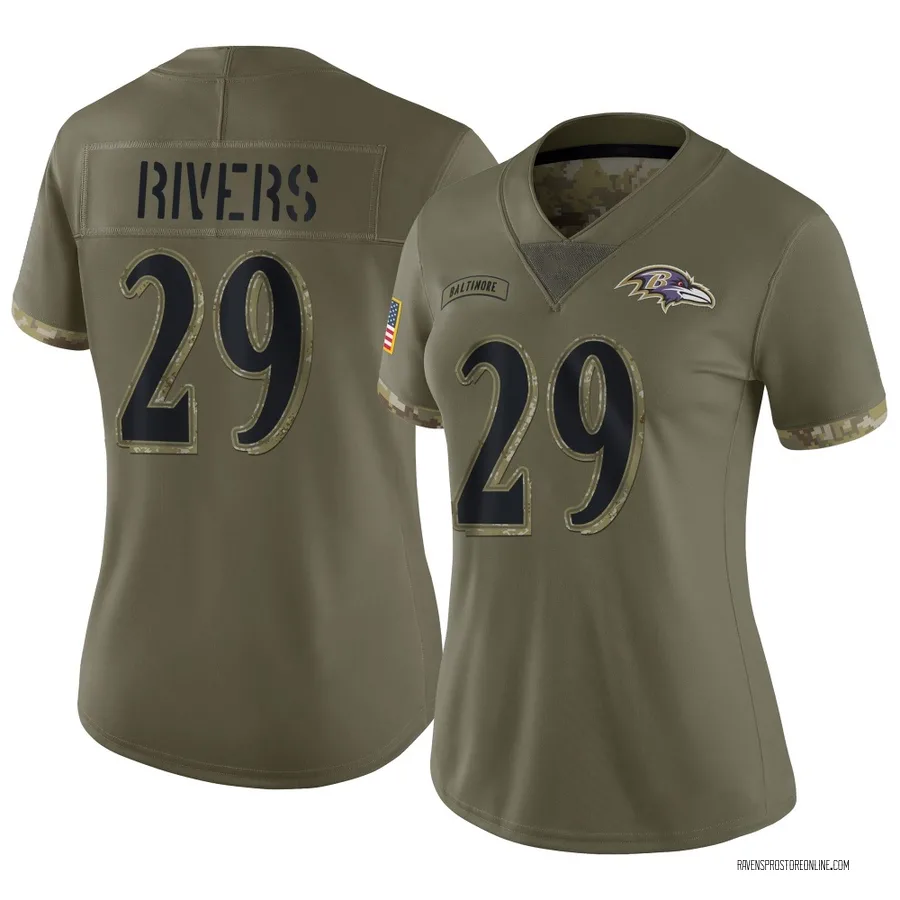 Chandler Rivers Baltimore Ravens Women's Limited 2022 Salute To Service Nike Jersey - Olive