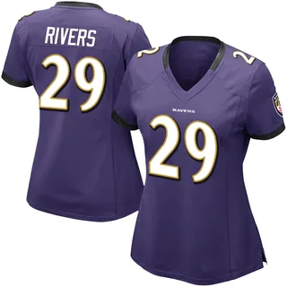 Chandler Rivers Baltimore Ravens Women's Limited Team Color Vapor Untouchable Nike Jersey - Purple