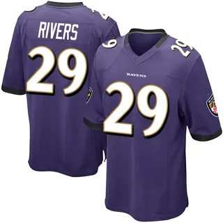 Chandler Rivers Baltimore Ravens Youth Game Team Color Nike Jersey - Purple