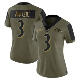 Chidobe Awuzie Baltimore Ravens Women's Limited 2021 Salute To Service Nike Jersey - Olive