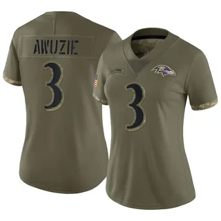 Chidobe Awuzie Baltimore Ravens Women's Limited 2022 Salute To Service Nike Jersey - Olive