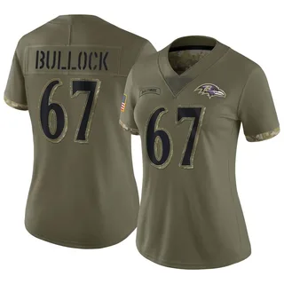 Corey Bullock Baltimore Ravens Women's Limited 2022 Salute To Service Nike Jersey - Olive