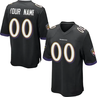 Custom Baltimore Ravens Men's Game Custom Nike Jersey - Black