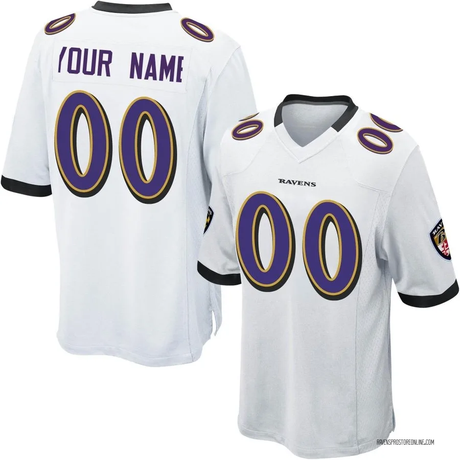 Custom Baltimore Ravens Men's Game Custom Nike Jersey - White