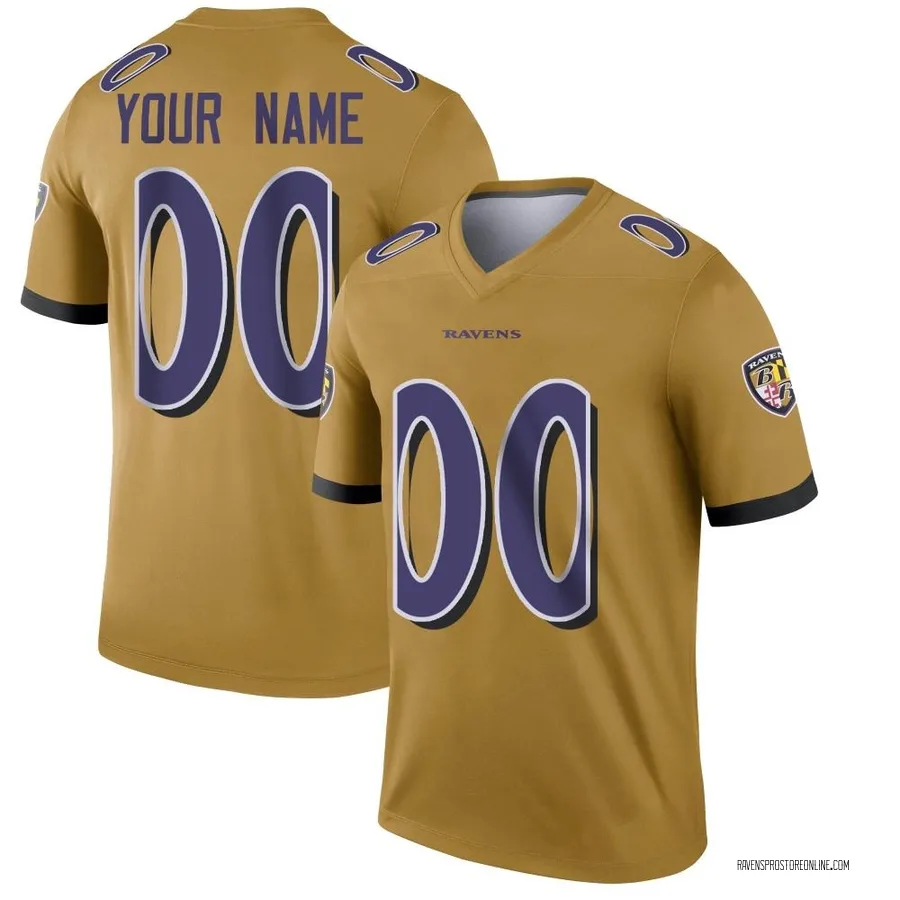 Custom Baltimore Ravens Men's Legend Custom Inverted Nike Jersey - Gold