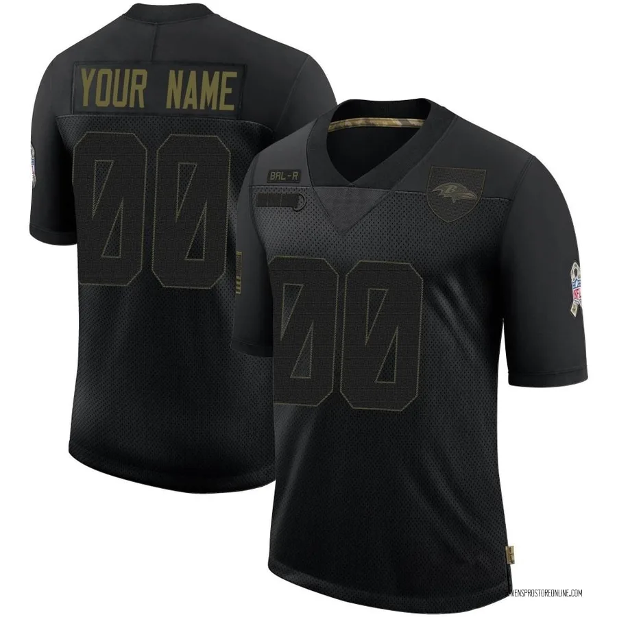 Custom Baltimore Ravens Men's Limited Custom 2020 Salute To Service Nike Jersey - Black