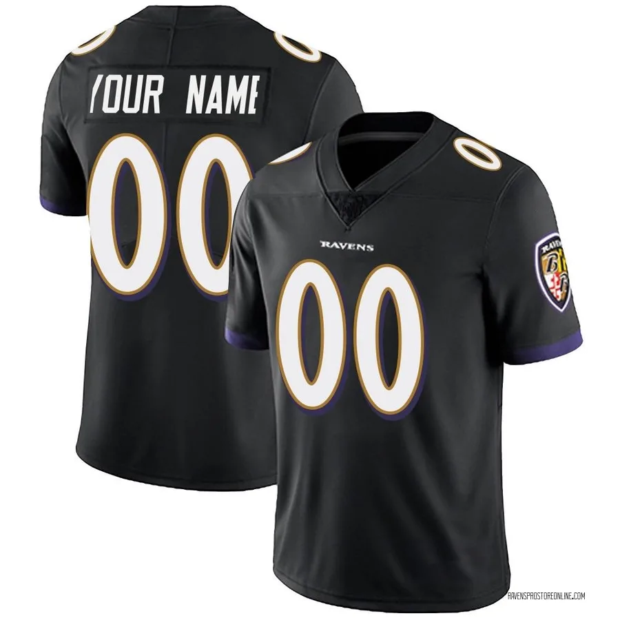 Custom Baltimore Ravens Men's Limited Custom Alternate Vapor Untouchable Nike Jersey - Black