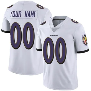 Custom Baltimore Ravens Men's Limited Custom Vapor Untouchable Nike Jersey - White