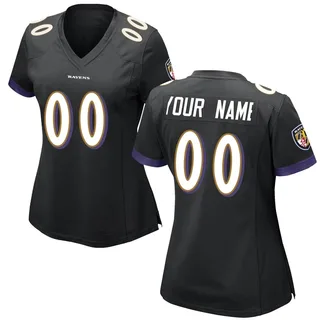 Custom Baltimore Ravens Women's Game Custom Nike Jersey - Black