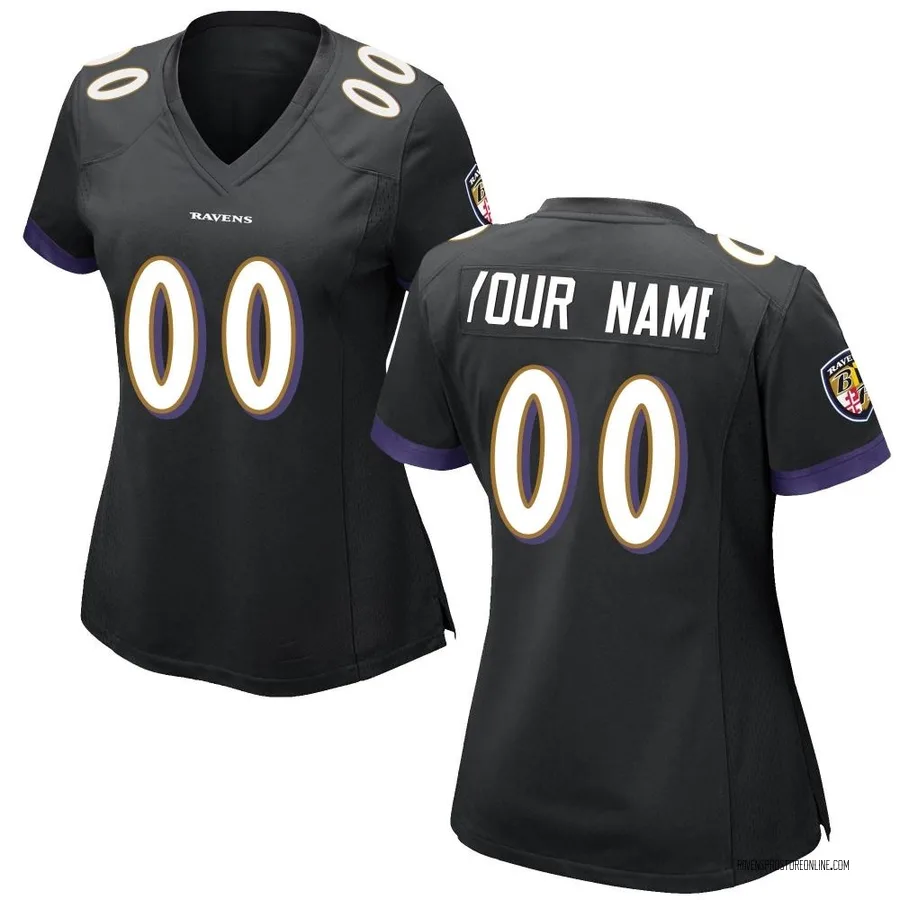 Custom Baltimore Ravens Women's Game Custom Nike Jersey - Black
