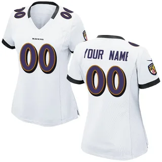 Custom Baltimore Ravens Women's Game Custom Nike Jersey - White