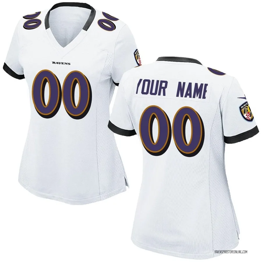 Custom Baltimore Ravens Women's Game Custom Nike Jersey - White