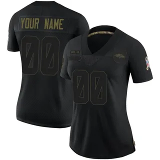 Custom Baltimore Ravens Women's Limited Custom 2020 Salute To Service Nike Jersey - Black