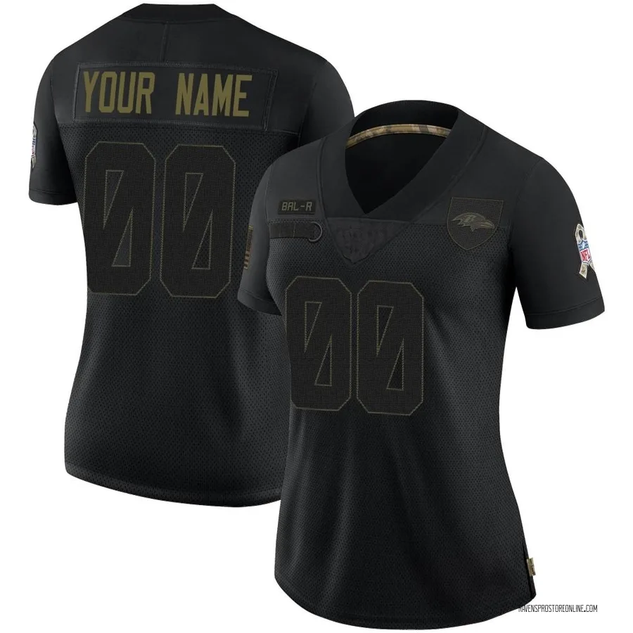 Custom Baltimore Ravens Women's Limited Custom 2020 Salute To Service Nike Jersey - Black