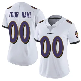Custom Baltimore Ravens Women's Limited Custom Vapor Untouchable Nike Jersey - White