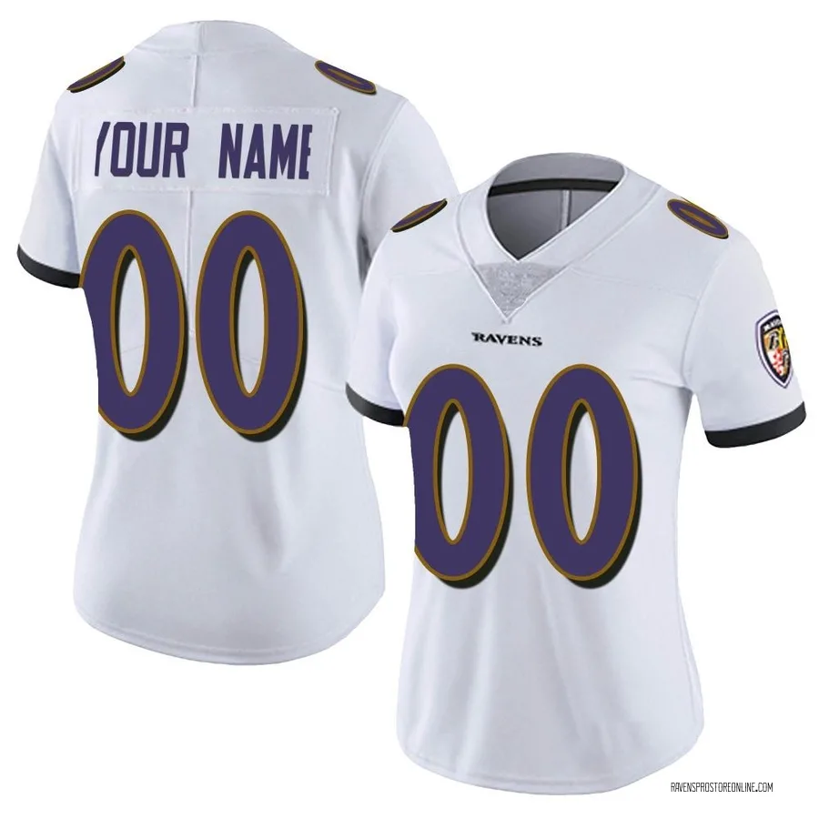 Custom Baltimore Ravens Women's Limited Custom Vapor Untouchable Nike Jersey - White