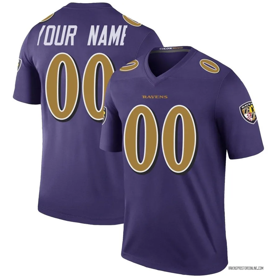 Custom Baltimore Ravens Youth Custom Color Rush Legend Nike Jersey - Purple