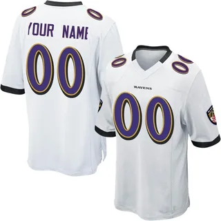 Custom Baltimore Ravens Youth Game Custom Nike Jersey - White
